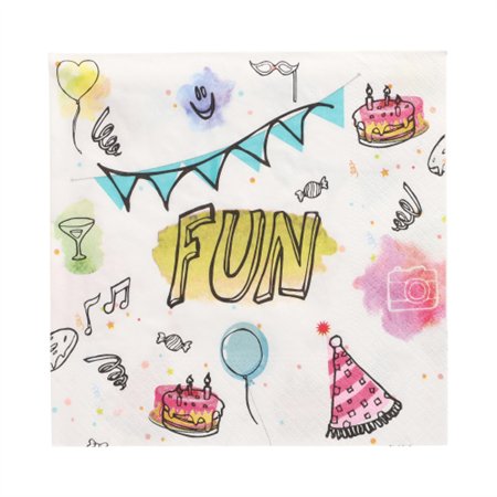 Servetten 3-laags 1/4 vouw 33cm x 33cm Fun - Horecavoordeel.com