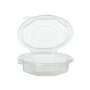 Saladebakken met vaste deksel PP achthoekig 250ml 2,8cm x 11cm x 11cm Transparant - Horecavoordeel.com