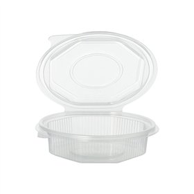 Saladebakken met vaste deksel PP achthoekig 250ml 2,8cm x 11cm x 11cm Transparant