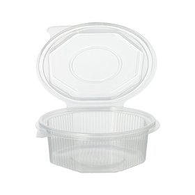 Saladebakken met vaste deksel PP achthoekig 375ml 4,2cm x 11cm x 11cm Transparant