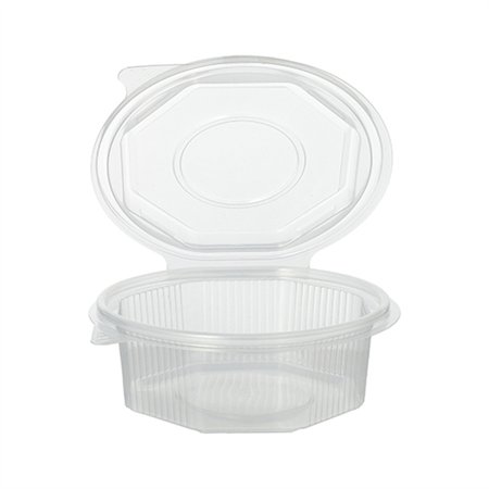Saladebakken met vaste deksel PP achthoekig 375ml 4,2cm x 11cm x 11cm Transparant