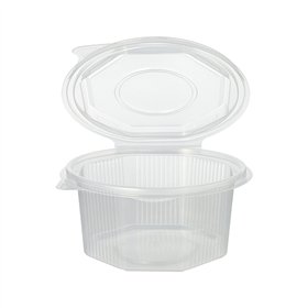 Saladebakken met vaste deksel PP achthoekig 500ml 5,6cm x 11cm x 11cm Transparant