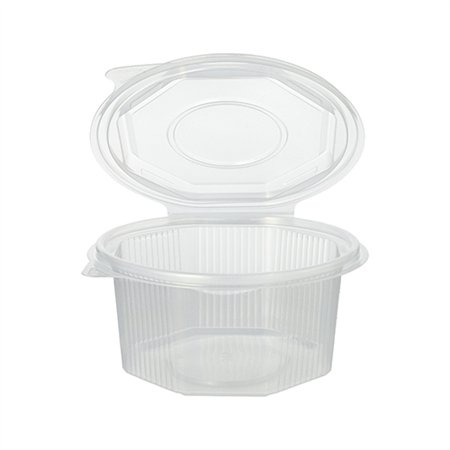 Saladebakken met vaste deksel PP achthoekig 500ml 5,6cm x 11cm x 11cm Transparant