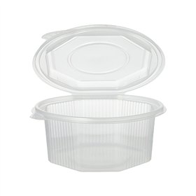 Saladebakken met vaste deksel PP achthoekig 750ml 6,1cm x 13cm x 13cm Transparant - Horecavoordeel.com