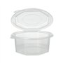 Saladebakken met vaste deksel PP achthoekig 750ml 6,1cm x 13cm x 13cm Transparant