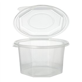 Saladebakken met vaste deksel PP achthoekig 1 l 8,3cm x 13cm x 13cm Transparant