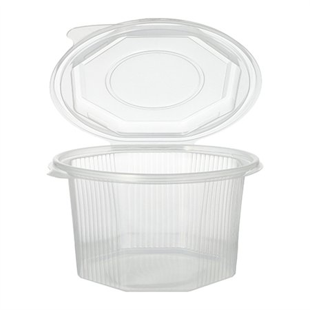 Saladebakken met vaste deksel PP achthoekig 1 l 8,3cm x 13cm x 13cm Transparant
