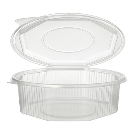 Saladebakken met vaste deksel PP achthoekig 1,5 l 5,9cm x 18cm x 18cm Transparant