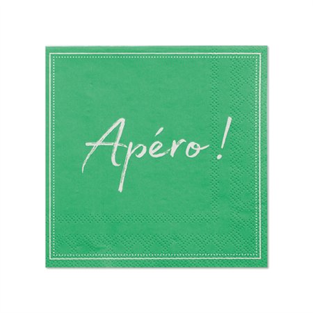 Servetten 3-laags 1/4 vouw 25cm x 25cm Groen Apero