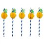 Drinkrietjes Papier Ø 6mm x 20cm Blauw/Wit Pineapple - Horecavoordeel.com