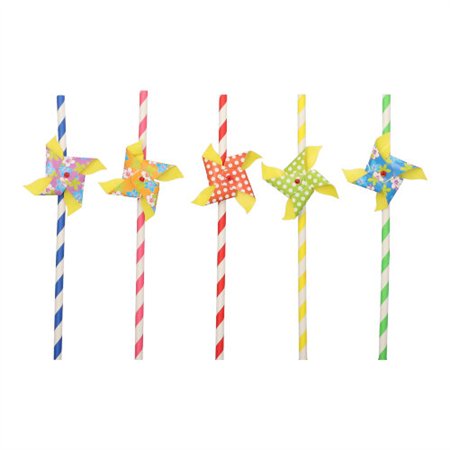 Drinkrietjes Papier Ø 6mm x 20cm kleuren assortiment Windmill