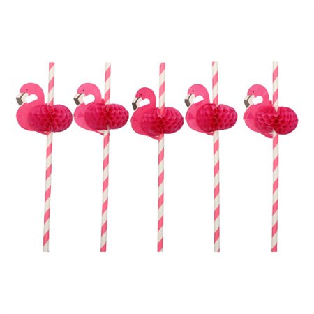 Drinkrietjes Papier Ø 6mm x 20cm Roze Flamingo