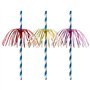 Drinkrietjes Papier Ø 6mm x 20cm Blauw/Wit Fireworks