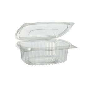 Saladebakken met deksels R-PET ovaal 250ml 4,3cm x 10,6cm x 13,3cm Transparant