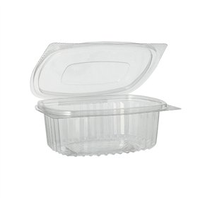 Saladebakken met deksels R-PET ovaal 375ml 5cm x 11,5cm x 14,4cm Transparant - Horecavoordeel.com