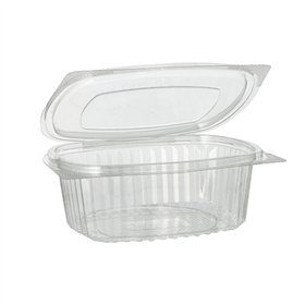Saladebakken met deksels R-PET ovaal 500ml 5,5cm x 12,4cm x 15cm Transparant - Horecavoordeel.com