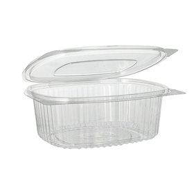 Saladebakken met deksels R-PET ovaal 750ml 6,2cm x 14,4cm x 17,5cm Transparant