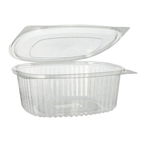 Saladebakken met deksel R-PET ovaal 1000ml 6,6cm x 15,8cm x 18,4cm Transparant - Horecavoordeel.com