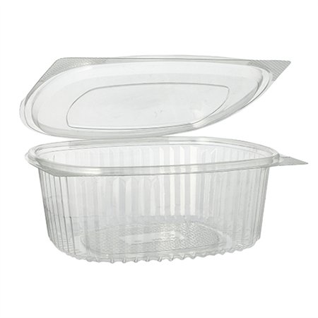 Saladebakken met deksel R-PET ovaal 1000ml 6,6cm x 15,8cm x 18,4cm Transparant
