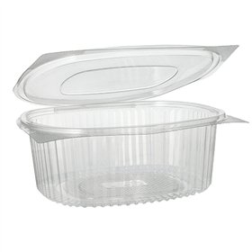 Saladebakken met deksels R-PET ovaal 1500ml 7,6cm x 18,2cm x 20,8cm Transparant - Horecavoordeel.com