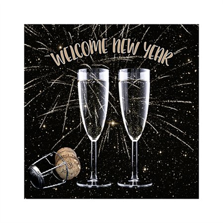 Servetten 3-laags 1/4 vouw 25cm x 25cm Welcome New Year