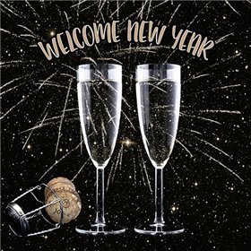 Servetten 3-laags 1/4 vouw 33cm x 33cm Welcome New Year - Horecavoordeel.com