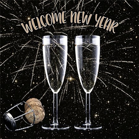 Servetten 3-laags 1/4 vouw 33cm x 33cm Welcome New Year - Horecavoordeel.com