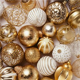 Servetten 3-laags 1/4 vouw 33cm x 33cm Golden X-Mas