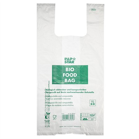 Hemddraagtassen biologisch afbreekbare folie 55cm x 28cm x 20cm Transparant Knot zak op rol - Horecavoordeel.com