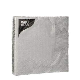 Servetten 3-laags 1/4 vouw 25cm x 25cm Zilver