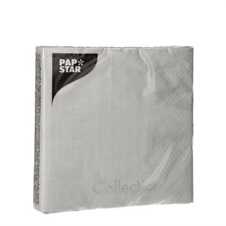 Servetten 3-laags 1/4 vouw 25cm x 25cm Zilver