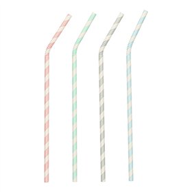 Drinkrietjes Papier Ø 6mm x 22cm kleuren assortiment Stripes flexibel - Horecavoordeel.com