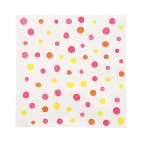 Servetten 3-laags 1/4 vouw 33cm x 33cm Roze Colourful Dots