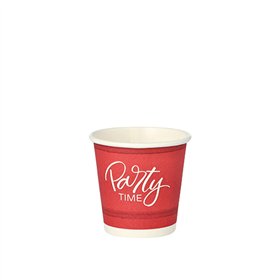 Drinkbekers Karton 5 cl Ø 5cm x 5cm Rood Party Time - Horecavoordeel.com