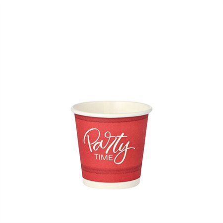 Drinkbekers Karton 5 cl Ø 5cm x 5cm Rood Party Time - Horecavoordeel.com