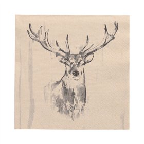 Servetten 3-laags 1/4 vouw 33cm x 33cm Natuur Deer gemaakt van gerecycled Papier - Horecavoordeel.com