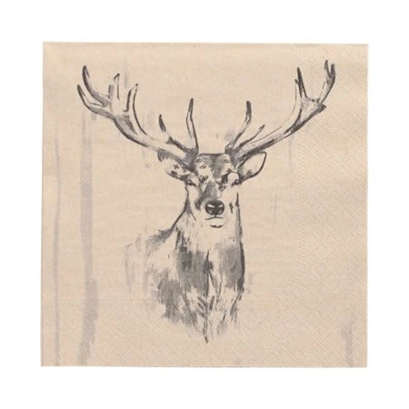 Servetten 3-laags 1/4 vouw 33cm x 33cm Natuur Deer gemaakt van gerecycled Papier