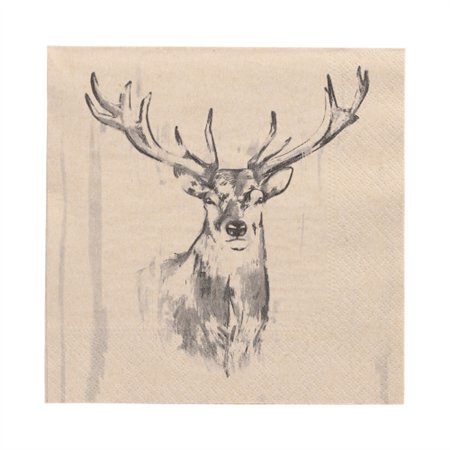 Servetten 3-laags 1/4 vouw 33cm x 33cm Natuur Deer gemaakt van gerecycled Papier - Horecavoordeel.com