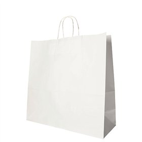Draagtassen Papier 35cm x 35cm x 14cm Wit met gedraaid handvat