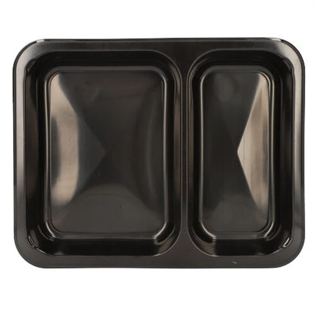 Menuschalen 2-vaks PP 22,7 x 17,8 x 3,2cm Zwart