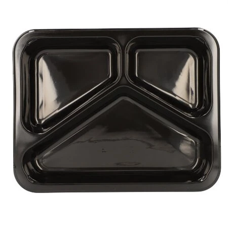 Menuschalen 3-vaks PP 22,7 x 17,8 x 3,2 zw Zwart - Horecavoordeel.com