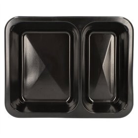 Menuschalen 2-vaks PP 22,7 x 17,8 x 4,9cm Zwart