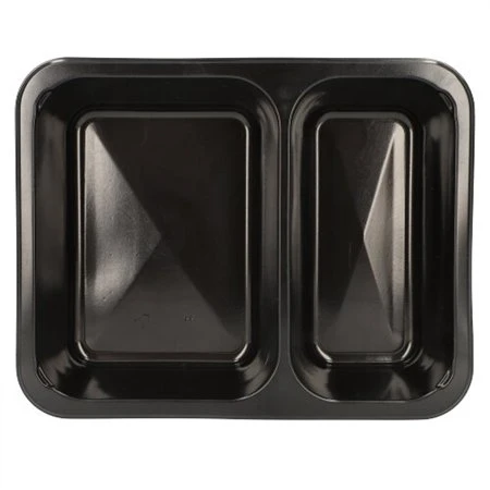 Menuschalen 2-vaks PP 22,7 x 17,8 x 4,9cm Zwart