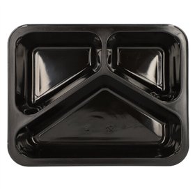 Menuschalen 3-vaks PP 22,7 x 17,8 x 4,9cm Zwart