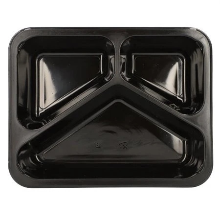 Menuschalen 3-vaks PP 22,7 x 17,8 x 4,9cm Zwart