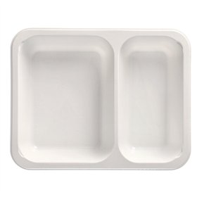 Menuschalen 2-vaks PP 22,7 x 17,8 x 4,9cm Wit