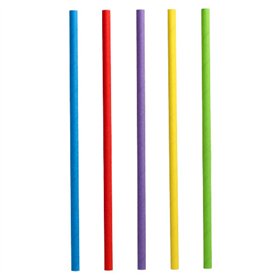Milkshake rietjes Papier Ø 8mm x 25cm kleuren assortiment - Horecavoordeel.com