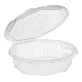 Menuboxen met deksel PP 1-vaks 5,9cm x 21,5cm x 21,5cm Transparant achthoekig - Horecavoordeel.com