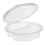 Menuboxen met deksel PP 2-vaks 5,9cm x 21,5cm x 21,5cm Transparant achthoekig