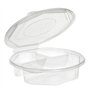 Menuboxen met deksel PP 3-vaks 5,9cm x 21,5cm x 21,5cm Transparant achthoekig
